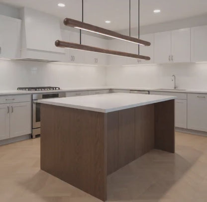 Scandinavian Rosewood Round Pendant Light – Handcrafted Elegance