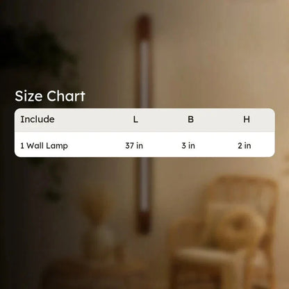 Size chart for the NixWoods vertical wooden wall light - one wall lamp, 37 x 3 x 2 inches