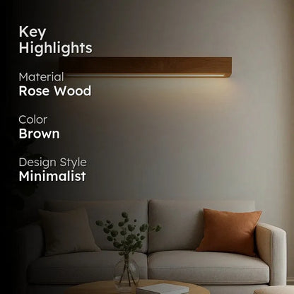 Rosewood wall lamp highlights - solid rose wood, brown finish, minimalist design - NixWoods wall light