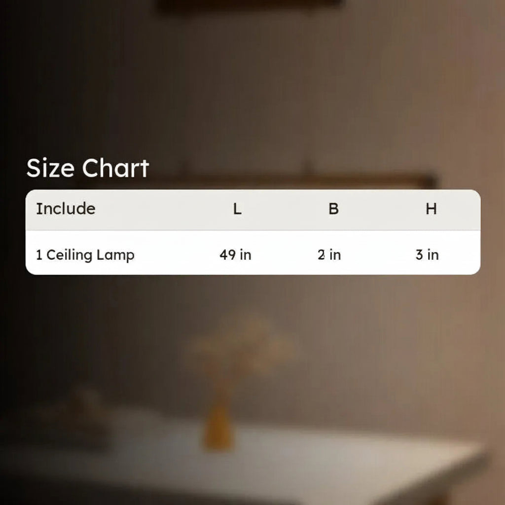 Size chart for the NixWoods teak pendant light - one ceiling lamp, 49 x 2 x 3 inches
