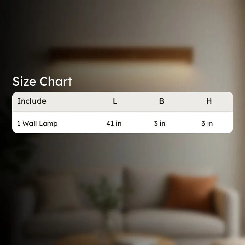 Size chart for the NixWoods rosewood wall lamp - one wall lamp, 41 x 3 x 3 inches