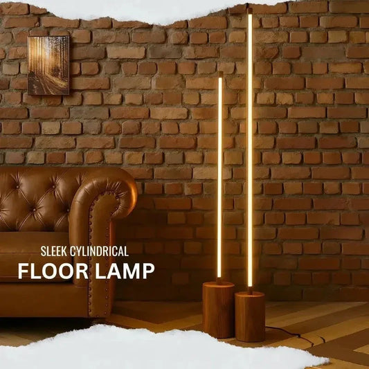 Minimal Tall Wooden Floor Lamp – Sleek Cylindrical Rod Design - 60 Inch