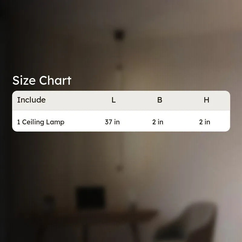 Size chart for the NixWoods vertical pendant lamp - one ceiling lamp, 37 x 2 x 2 inches