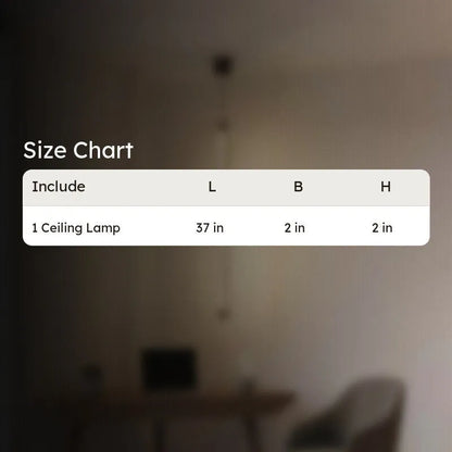 Size chart for the NixWoods vertical pendant lamp - one ceiling lamp, 37 x 2 x 2 inches