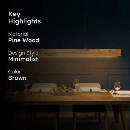 Pine pendant light highlights - pine wood, minimalist design, brown finish - NixWoods hanging light