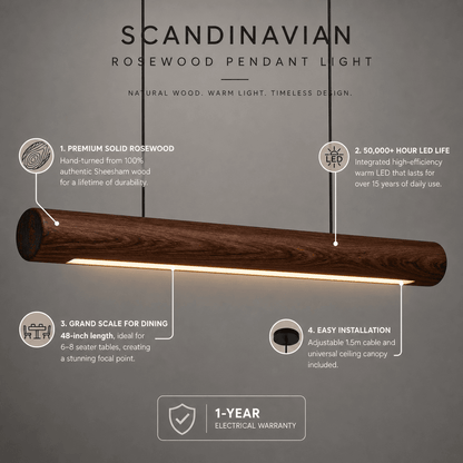 Scandinavian Rosewood Pendant Light — Handcrafted in India