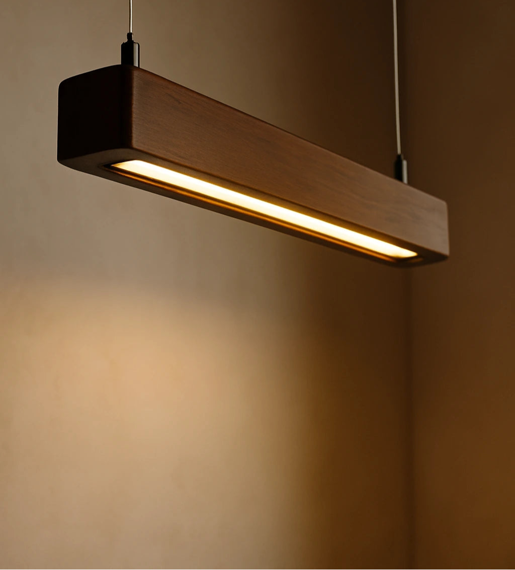 30 Inch Rosewood Hanging Light – Hollow Wooden Pendant for Modern Homes & Offices